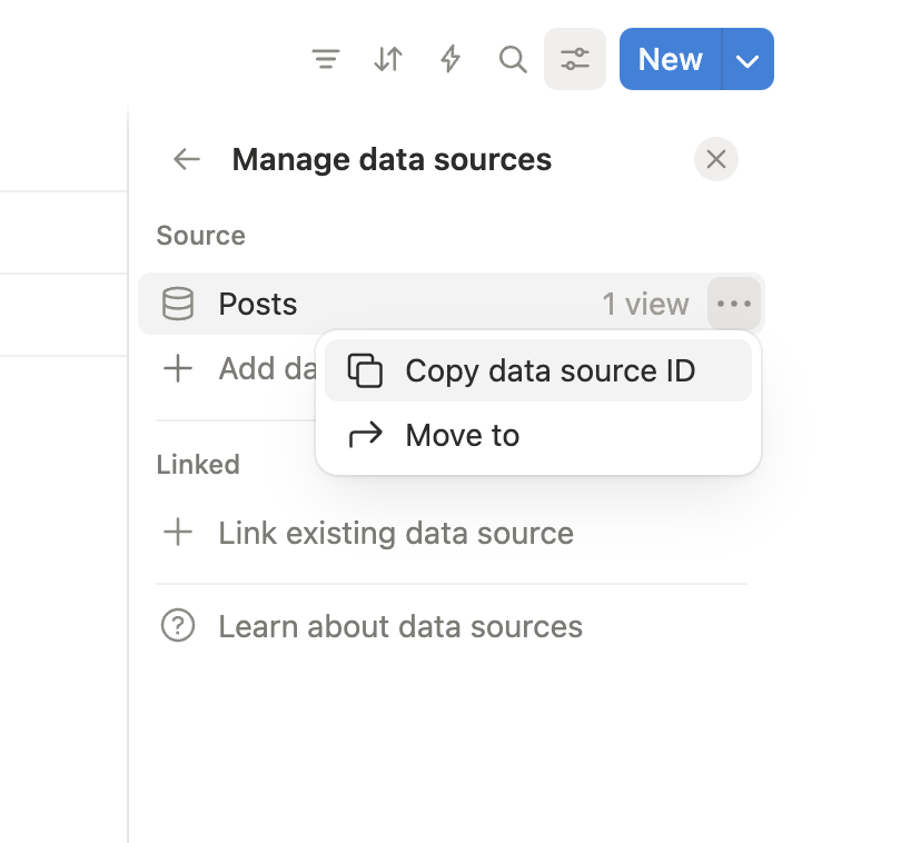 Copy Data Source ID